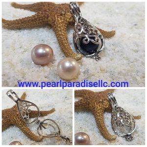 Teardrop Cage Pearl Pendant